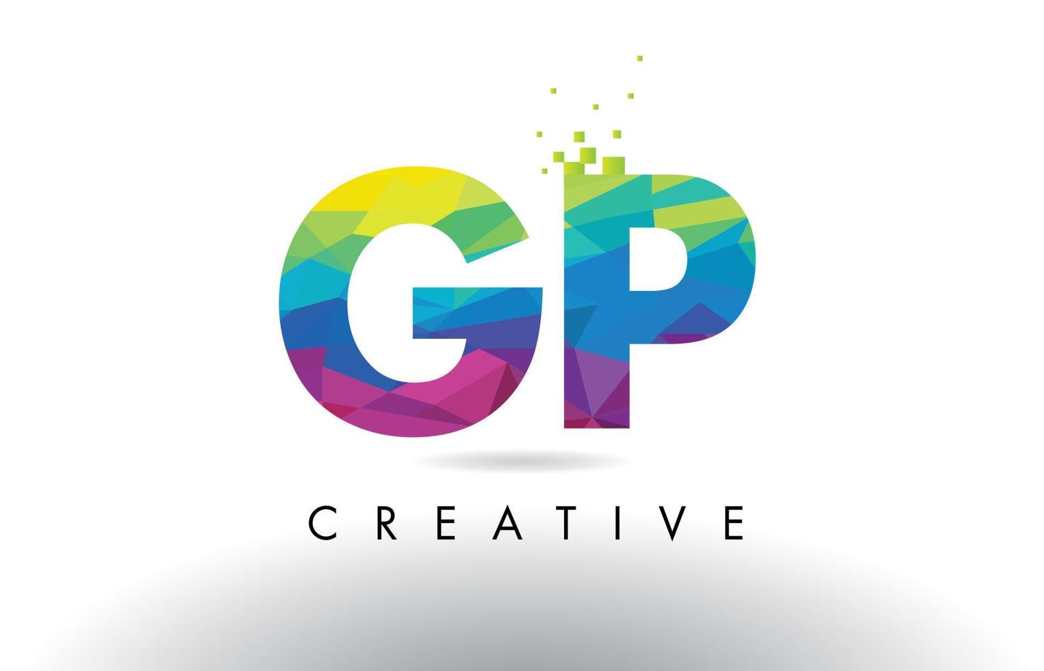 GP G P Colorful Letter Origami Triangles Design Vector. vector