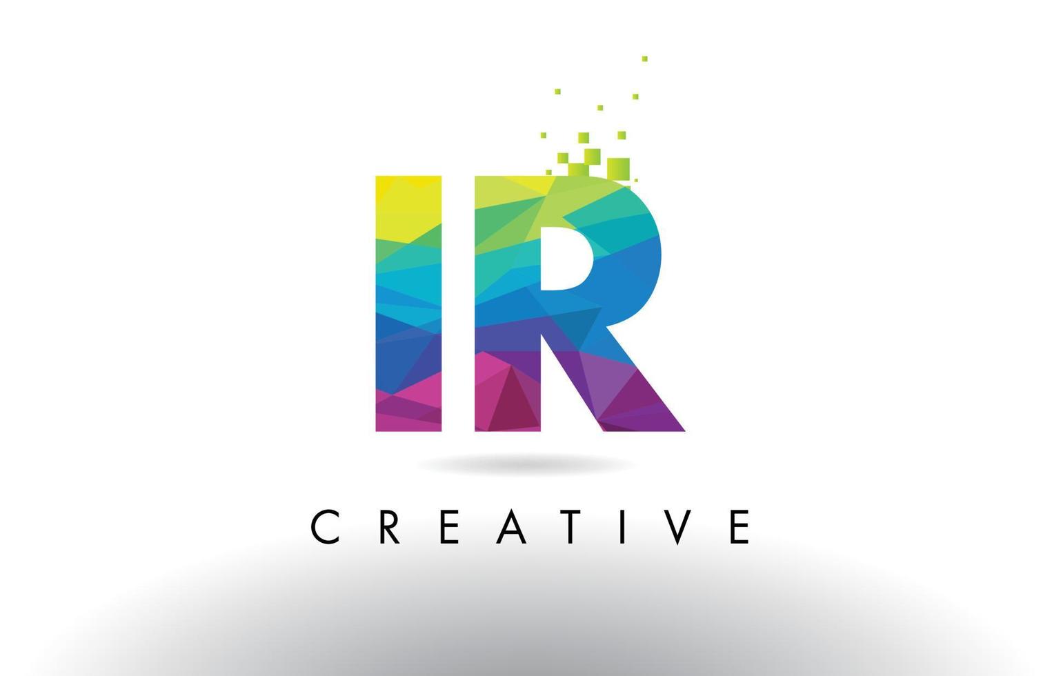IR I R Colorful Letter Origami Triangles Design Vector. vector