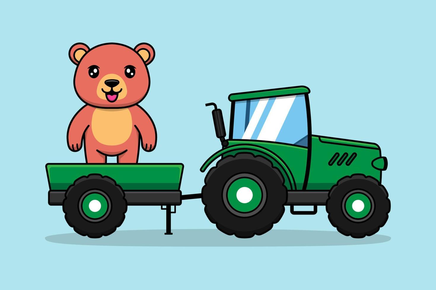 Cute bear standing on lorry vector