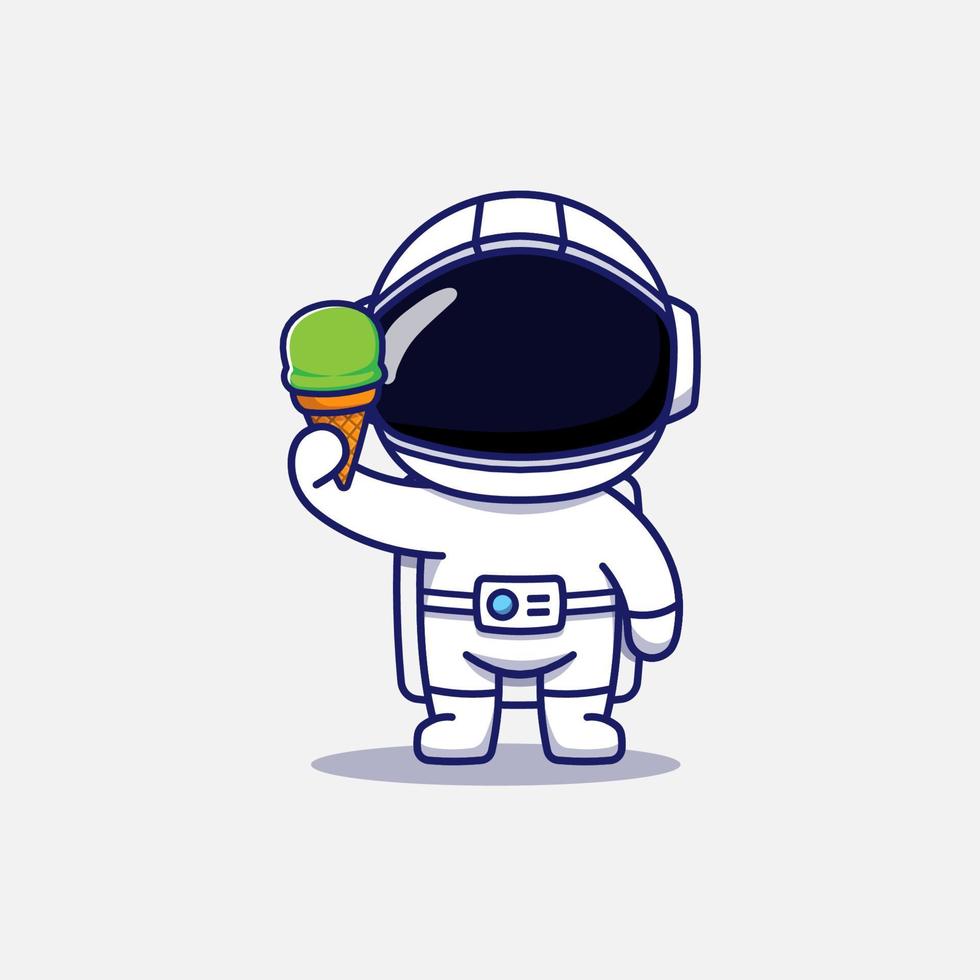 lindo astronauta llevando un helado vector