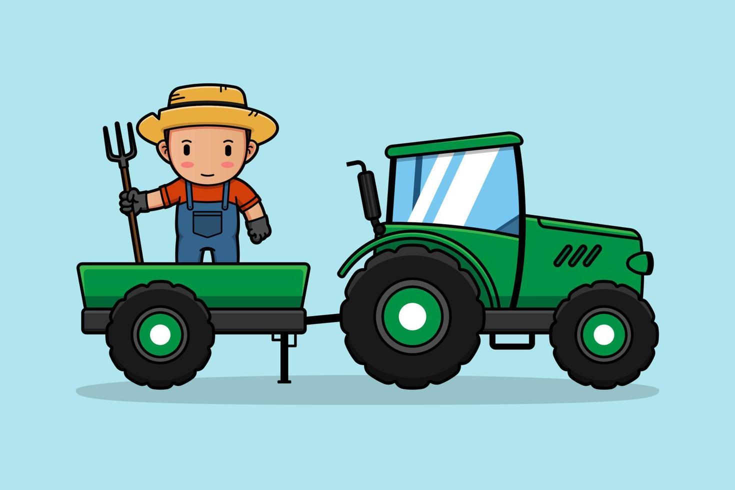 Cute farmer standing on lorry vector