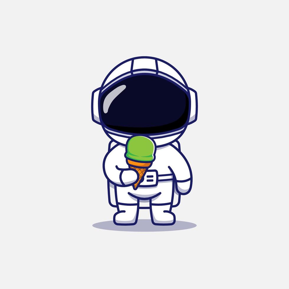 lindo astronauta llevando un helado vector