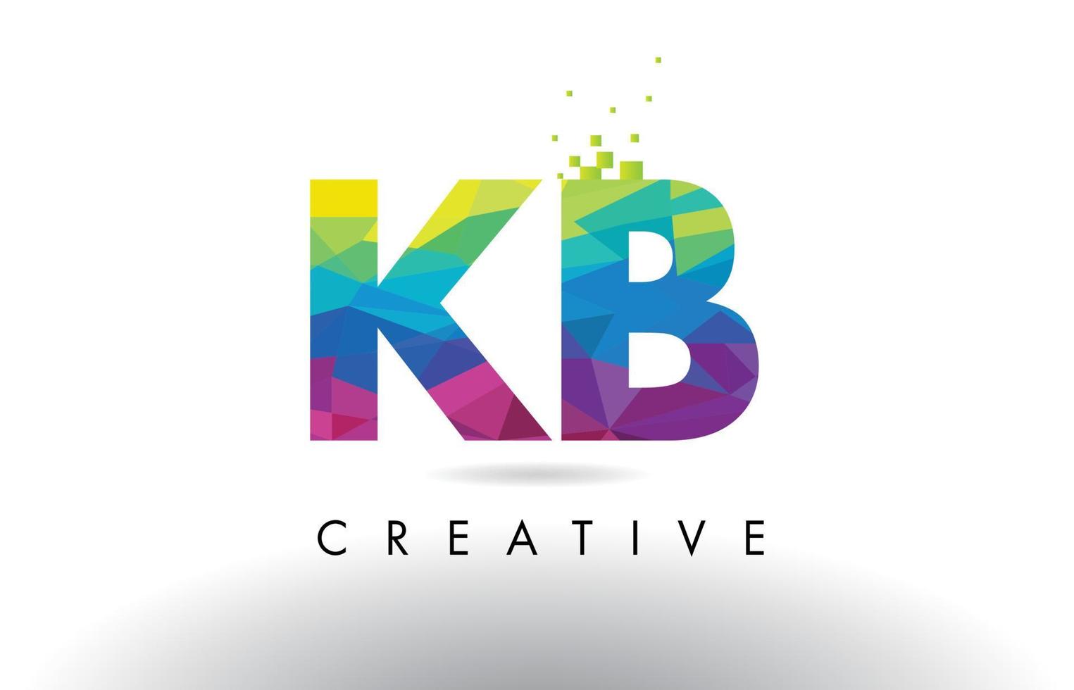 KB K B Colorful Letter Origami Triangles Design Vector. vector