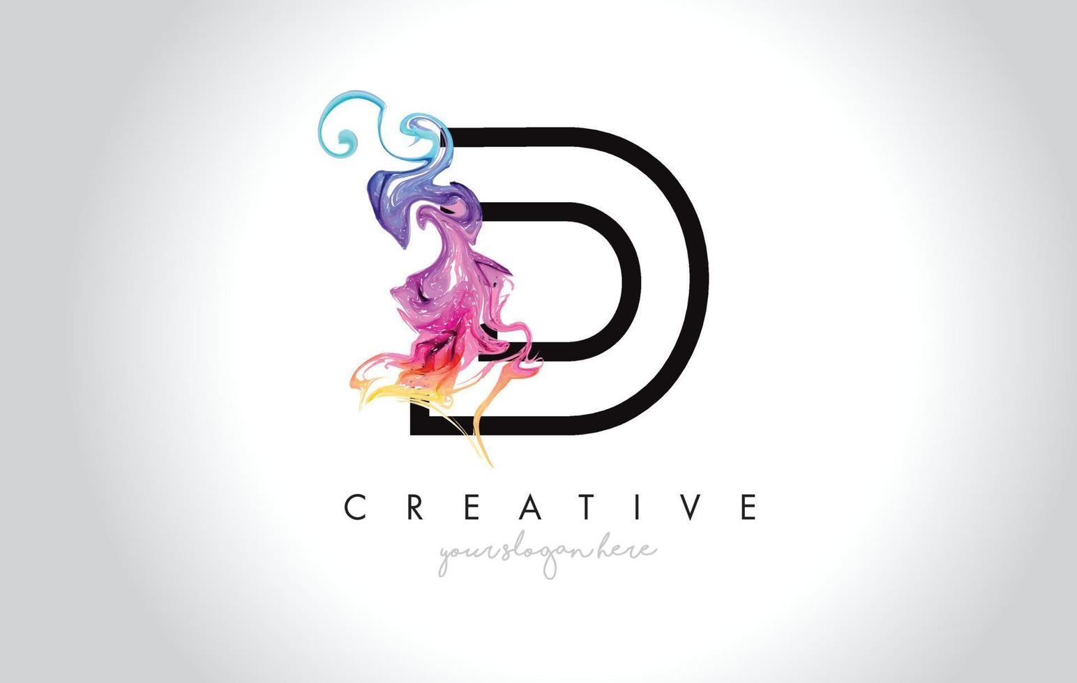 D Vibrant Creative Leter Logo Design with Colorful Smoke Ink Flowing Vector. vector
