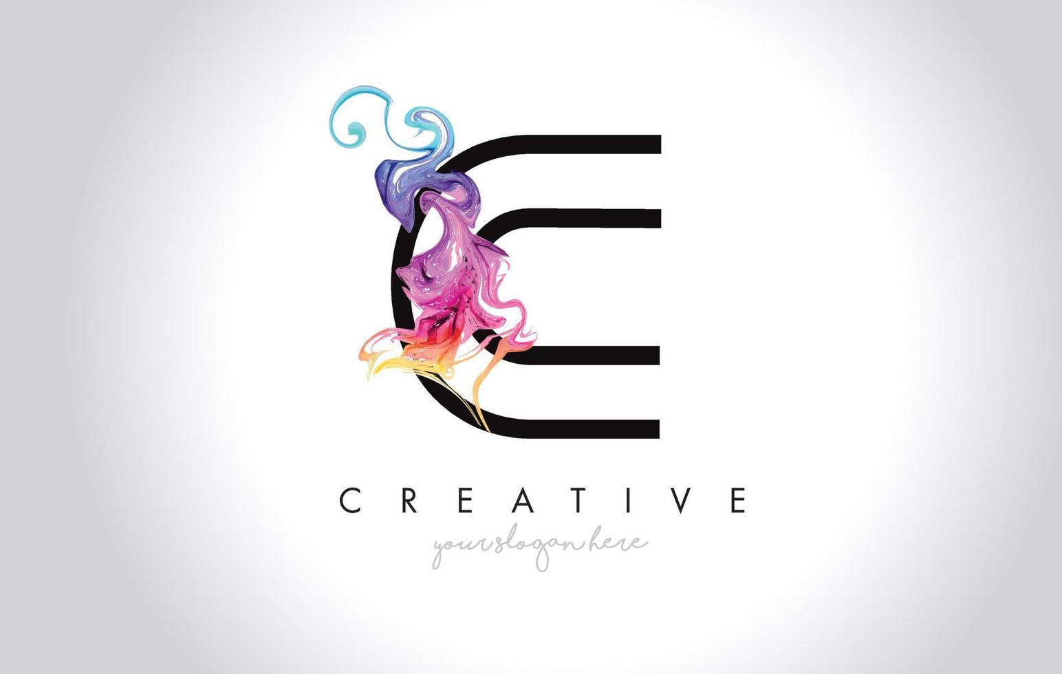 C Vibrant Creative Leter Logo Design with Colorful Smoke Ink Flowing Vector. vector