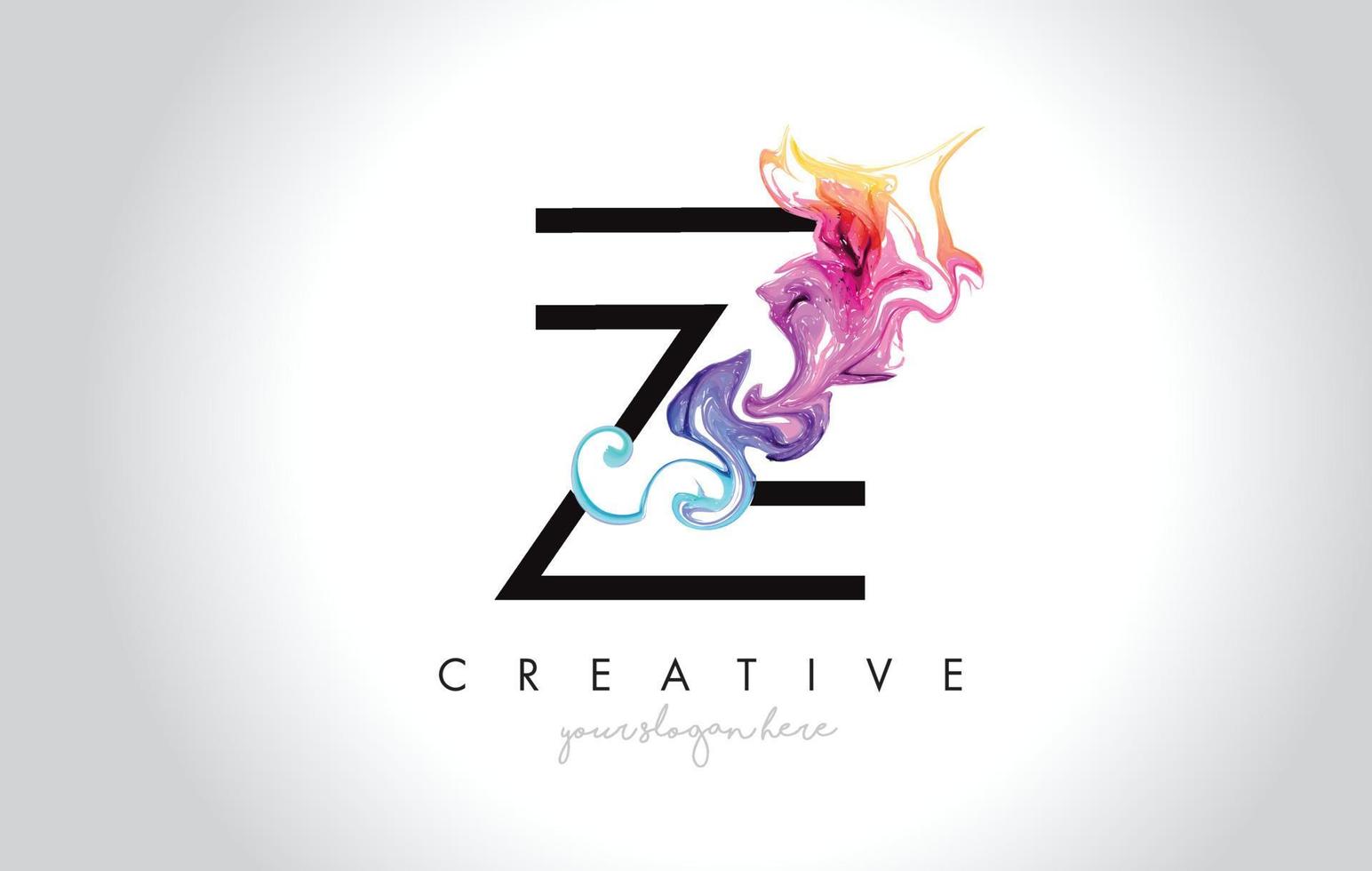 Z Vibrant Creative Leter Logo Design with Colorful Smoke Ink Flowing Vector. vector