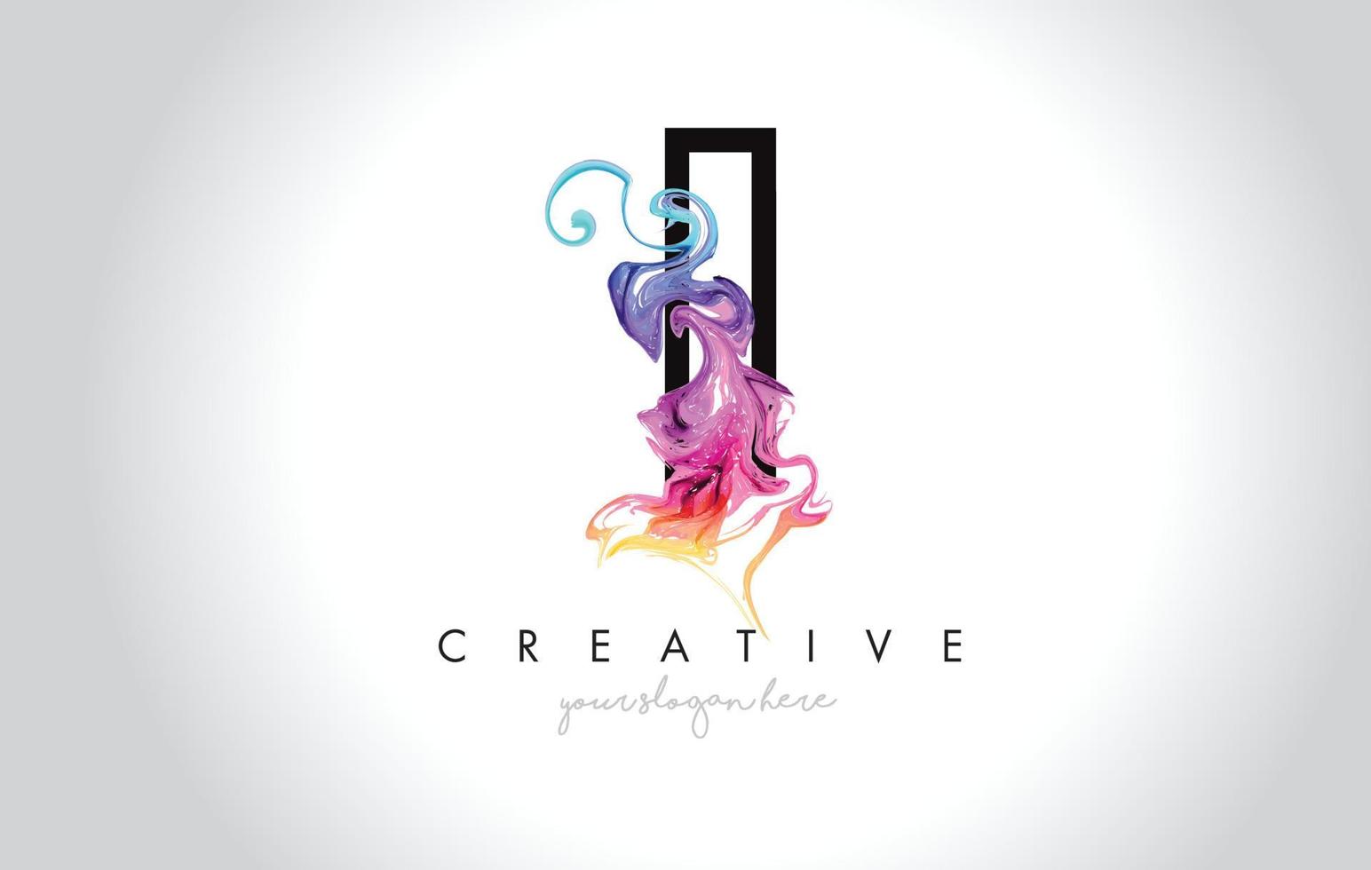 I Vibrant Creative Leter Logo Design with Colorful Smoke Ink Flowing Vector. vector