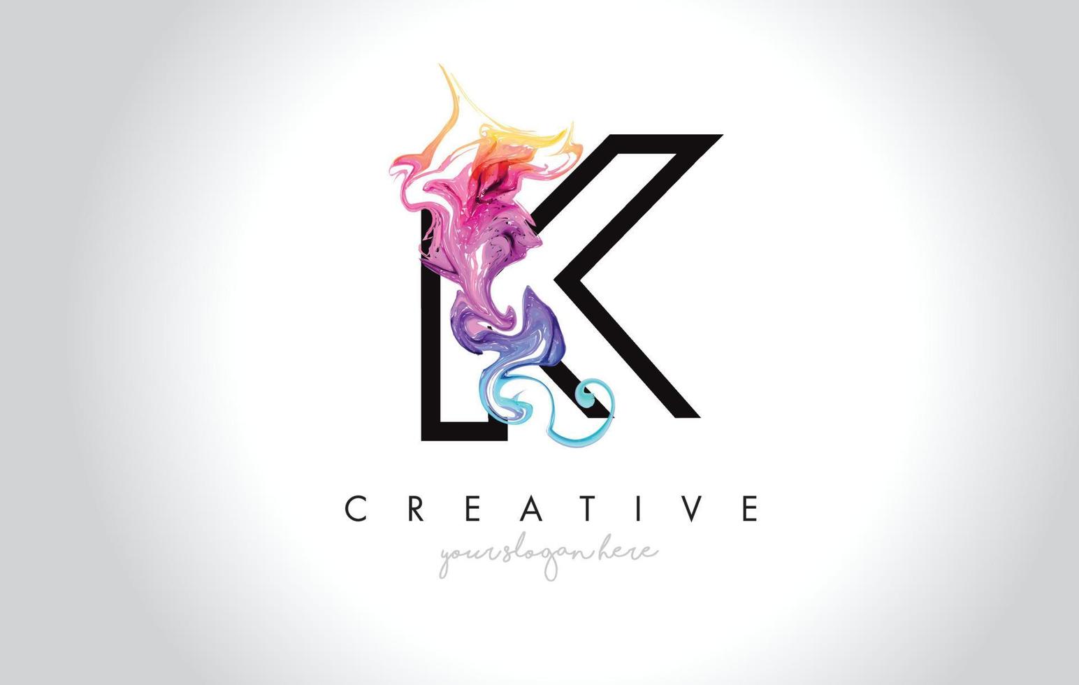 K Vibrant Creative Leter Logo Design with Colorful Smoke Ink Flowing Vector. vector