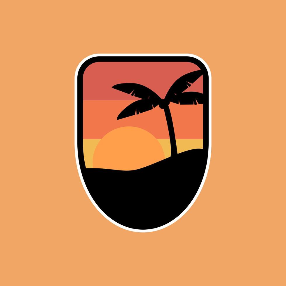 Beach sunset surfing vacation vector