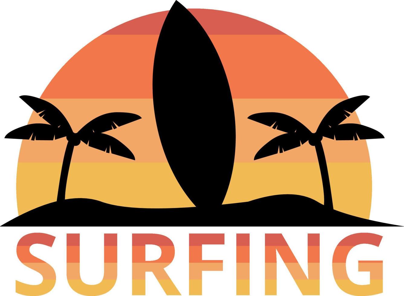 Beach sunset surfing vacation vector