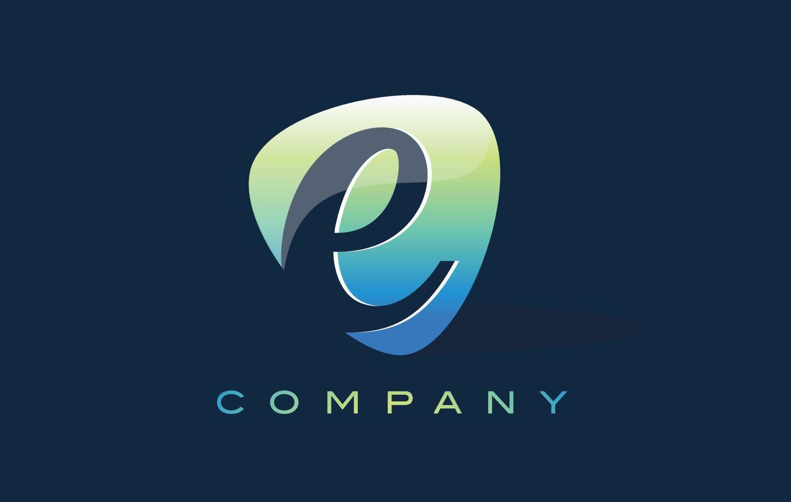 e Letter Logo. Oval Shape Modern Design vector