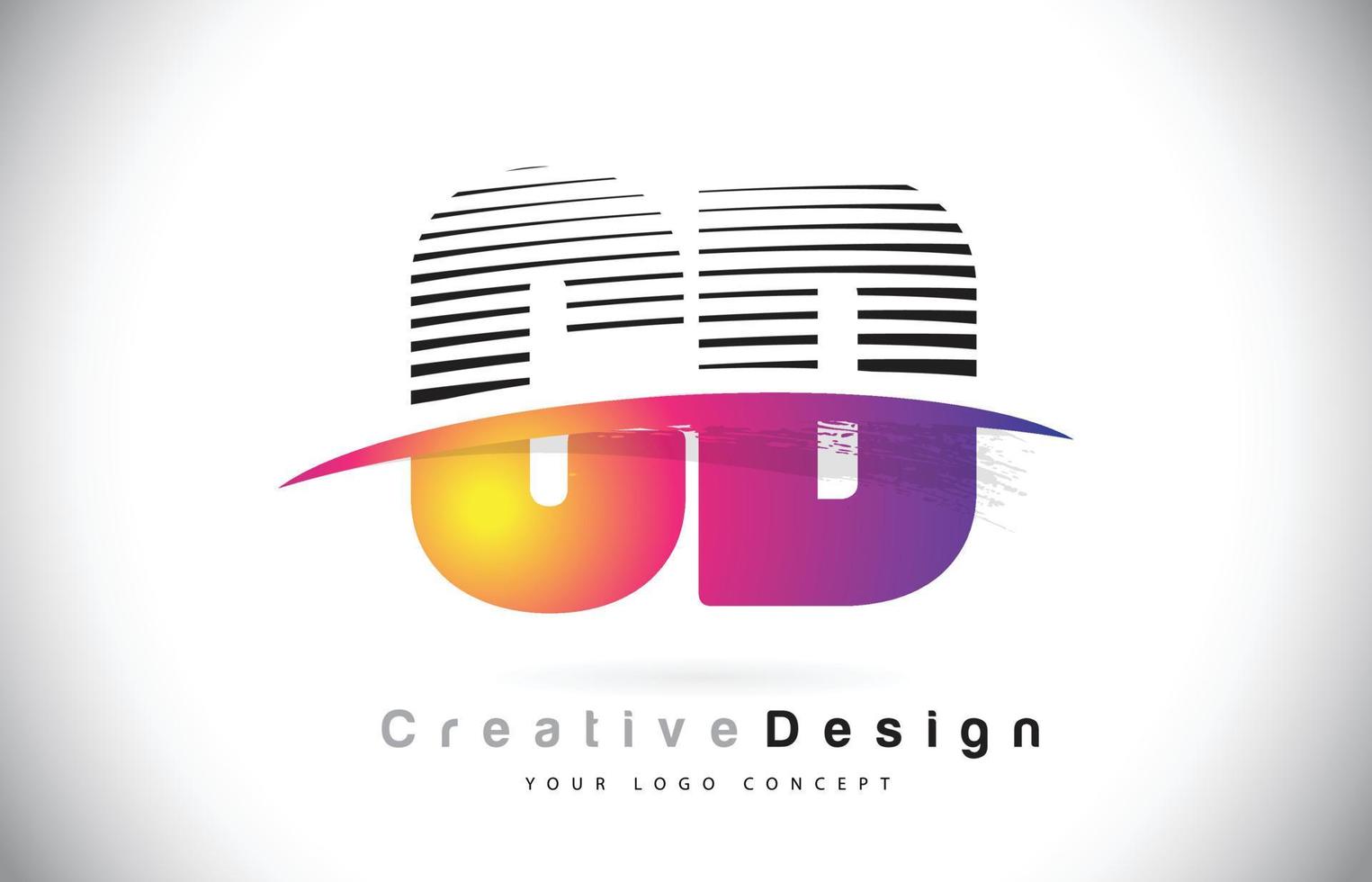 Diseño de logotipo cd cd letter con líneas creativas y swosh en color morado. vector