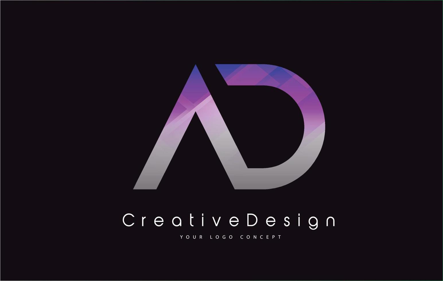 AD Letter Logo Design. Purple Texture Creative Icon Modern Letters Vector Logo.