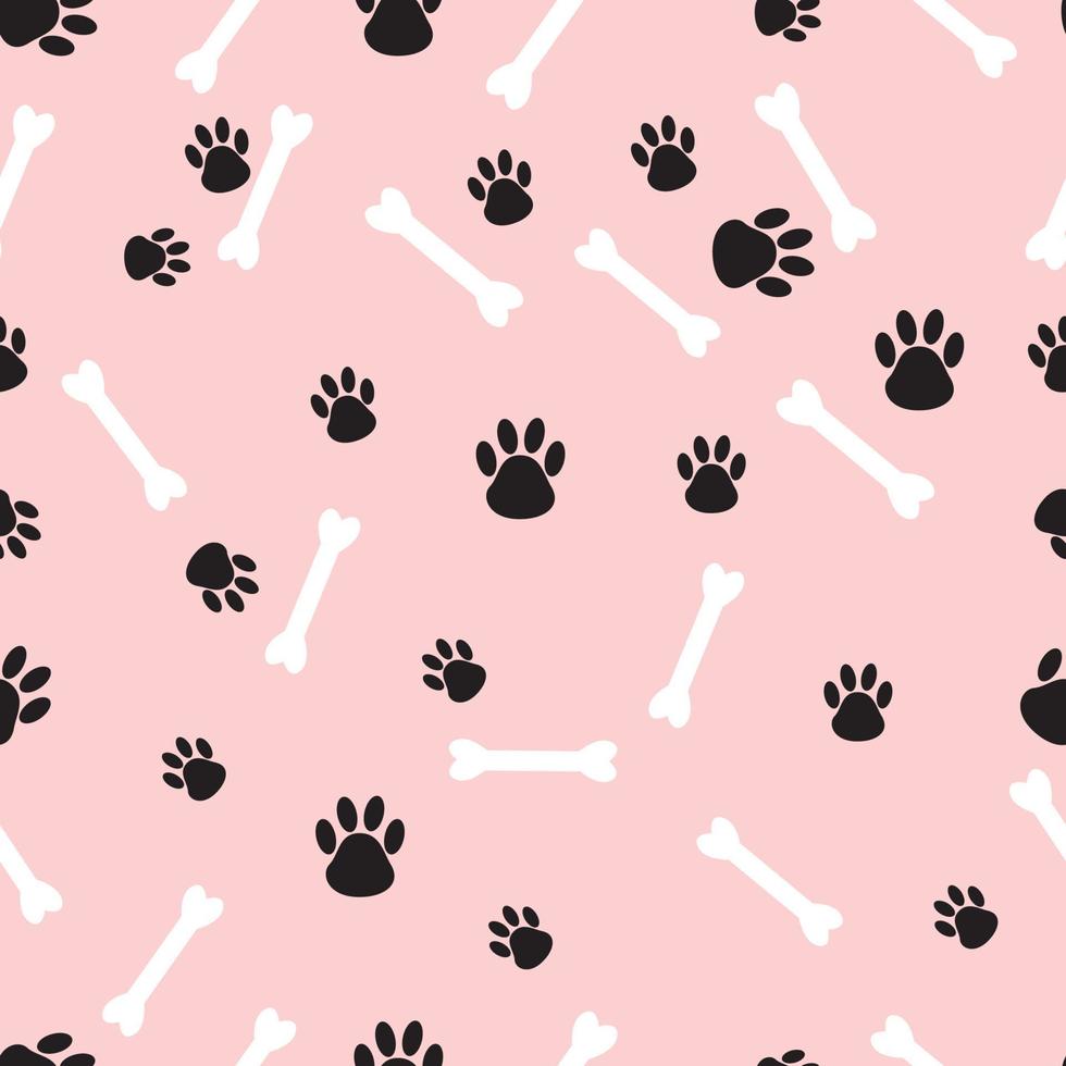 seamless pattern with bone, dog paw illustrations vector