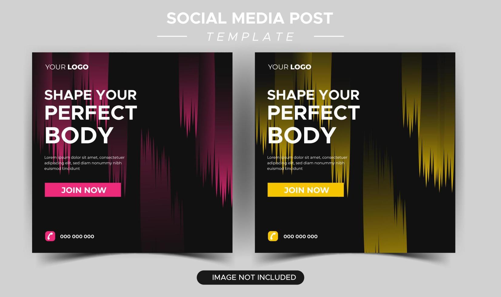 fitness gym social media post and web banner design vector