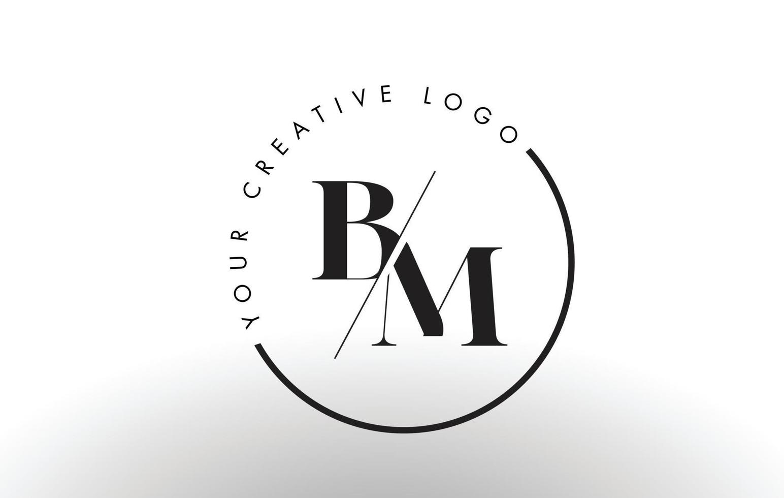 BM Serif Letter Logo Design with Creative Intersected Cut. vector