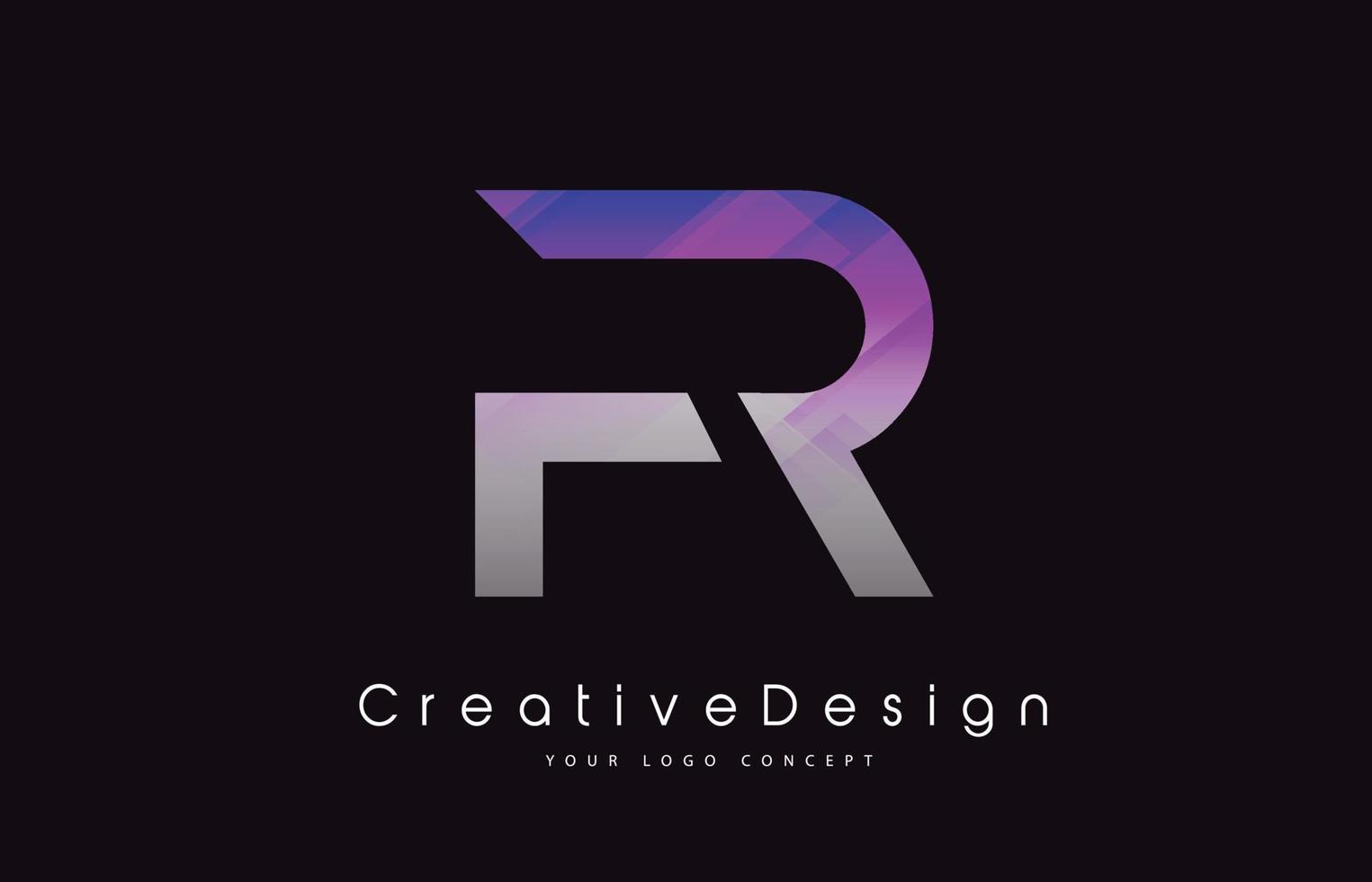 diseño de logotipo de letra fr. Logotipo de vector de letras modernas icono creativo textura púrpura.