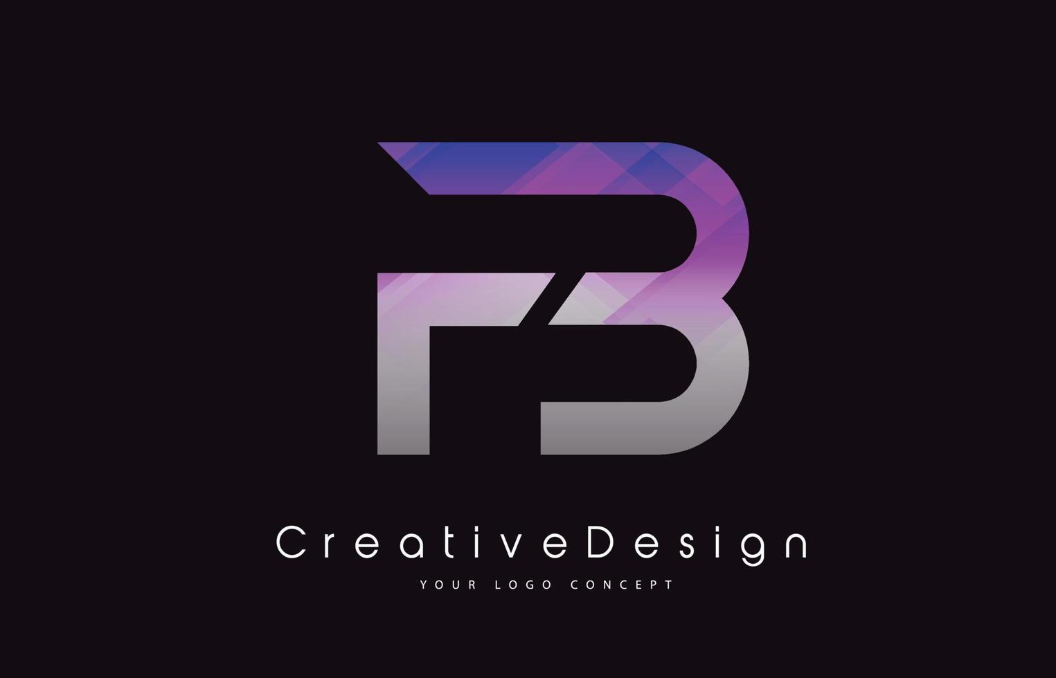 Diseño de logotipo de letra fb. Logotipo de vector de letras modernas icono creativo textura púrpura.