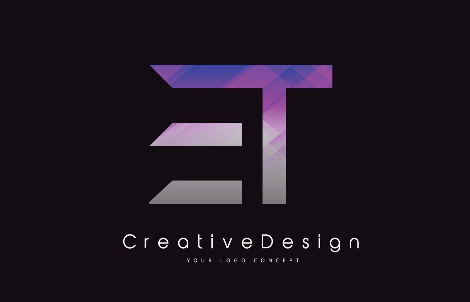 ET Letter Logo Design. Purple Texture Creative Icon Modern Letters Vector Logo.
