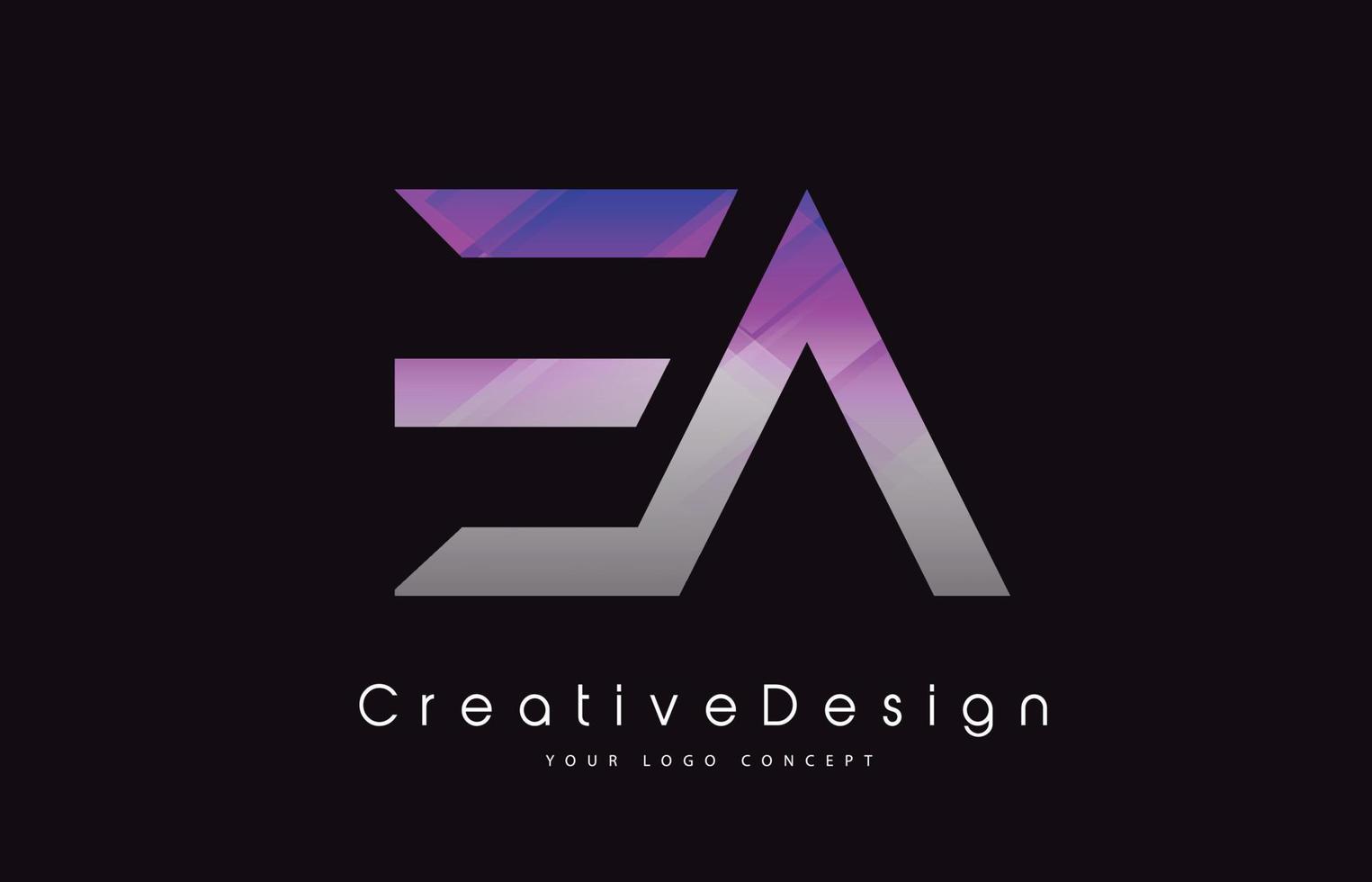 diseño de logotipo de letra ea. Logotipo de vector de letras modernas icono creativo textura púrpura.