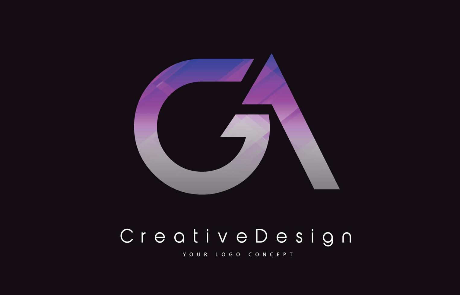 diseño de logotipo de letra ga. Logotipo de vector de letras modernas icono creativo textura púrpura.