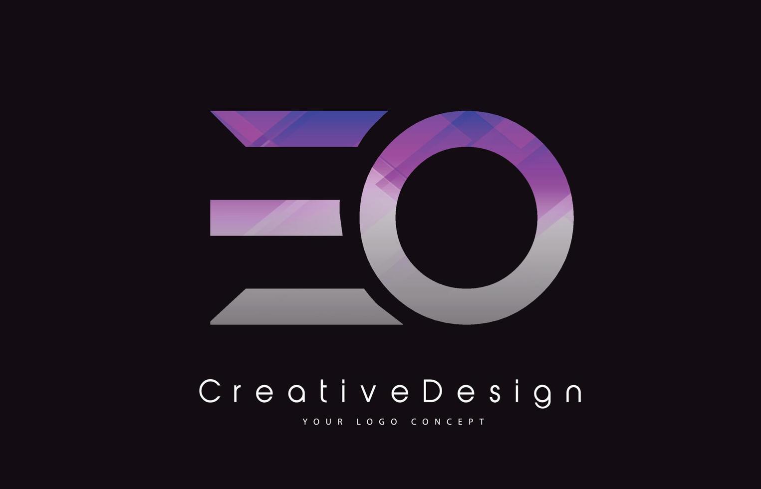 Diseño de logotipo de letra eo. Logotipo de vector de letras modernas icono creativo textura púrpura.