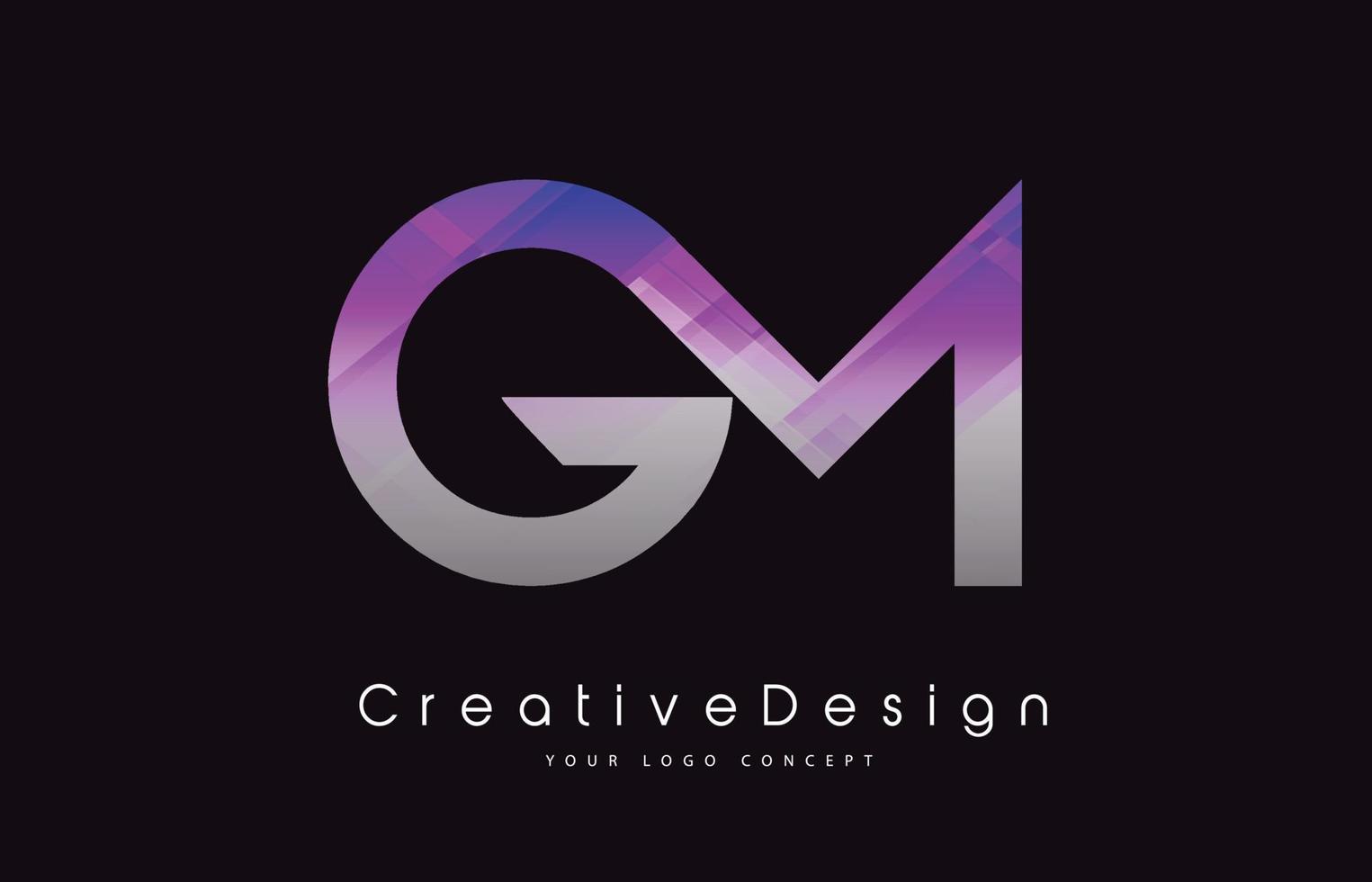 Diseño de logotipo de letra gm. Logotipo de vector de letras modernas icono creativo textura púrpura.