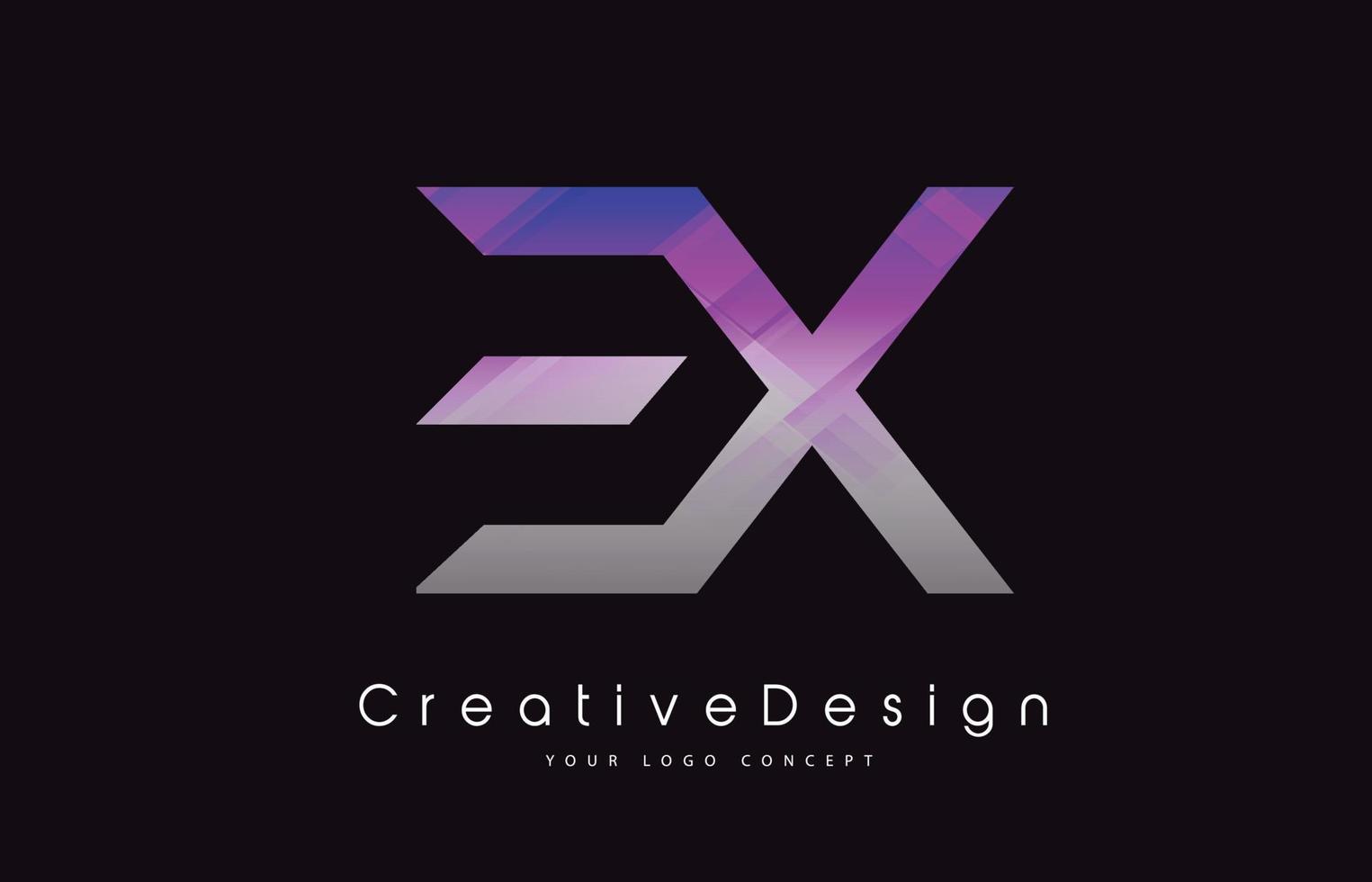EX Letter Logo Design. Purple Texture Creative Icon Modern Letters Vector Logo.