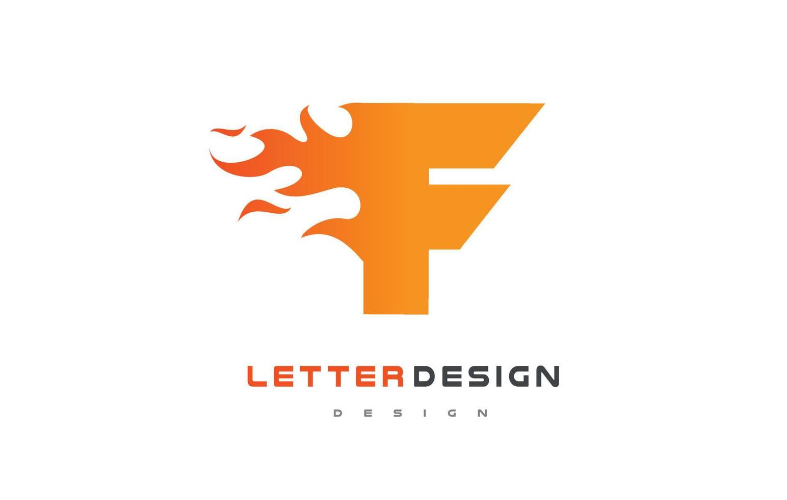 F Letter Flame Logo Design. Fire Logo Lettering Concept. vector