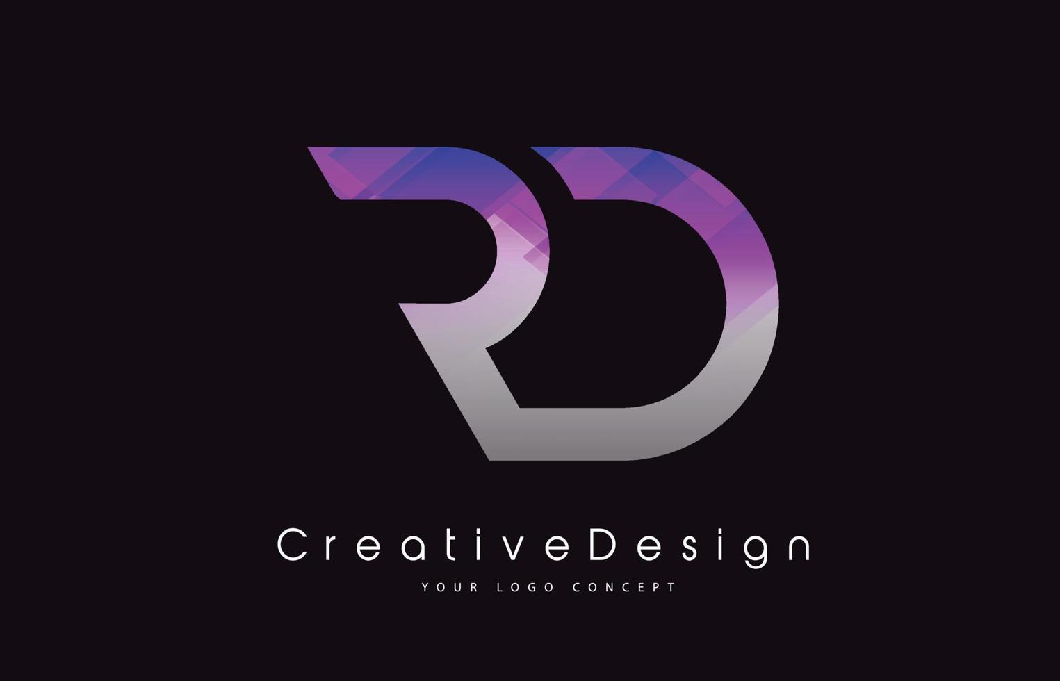 Diseño de logotipo de letra rd. Logotipo de vector de letras modernas icono creativo textura púrpura.