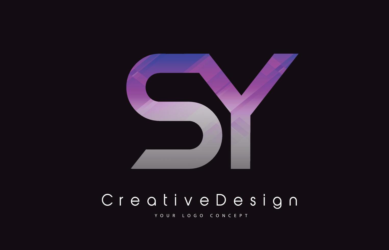 diseño de logotipo de letra sy. Logotipo de vector de letras modernas icono creativo textura púrpura.