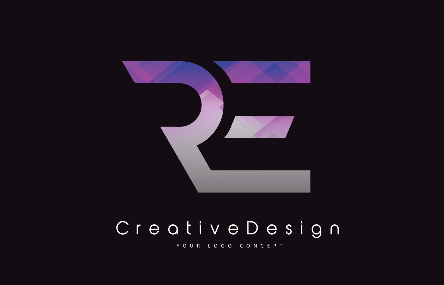 RE Letter Logo Design. Purple Texture Creative Icon Modern Letters Vector Logo.