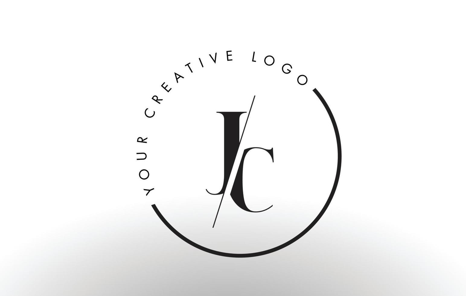 Diseño de logotipo de letra jc serif con corte cruzado creativo. vector