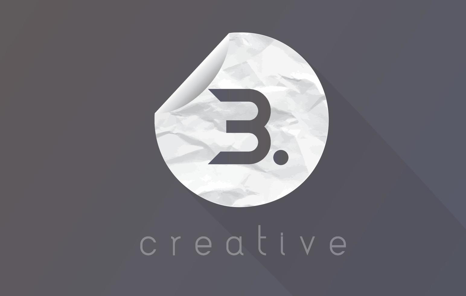 Logotipo de la letra b con textura de papel de embalaje arrugado y rasgado. vector