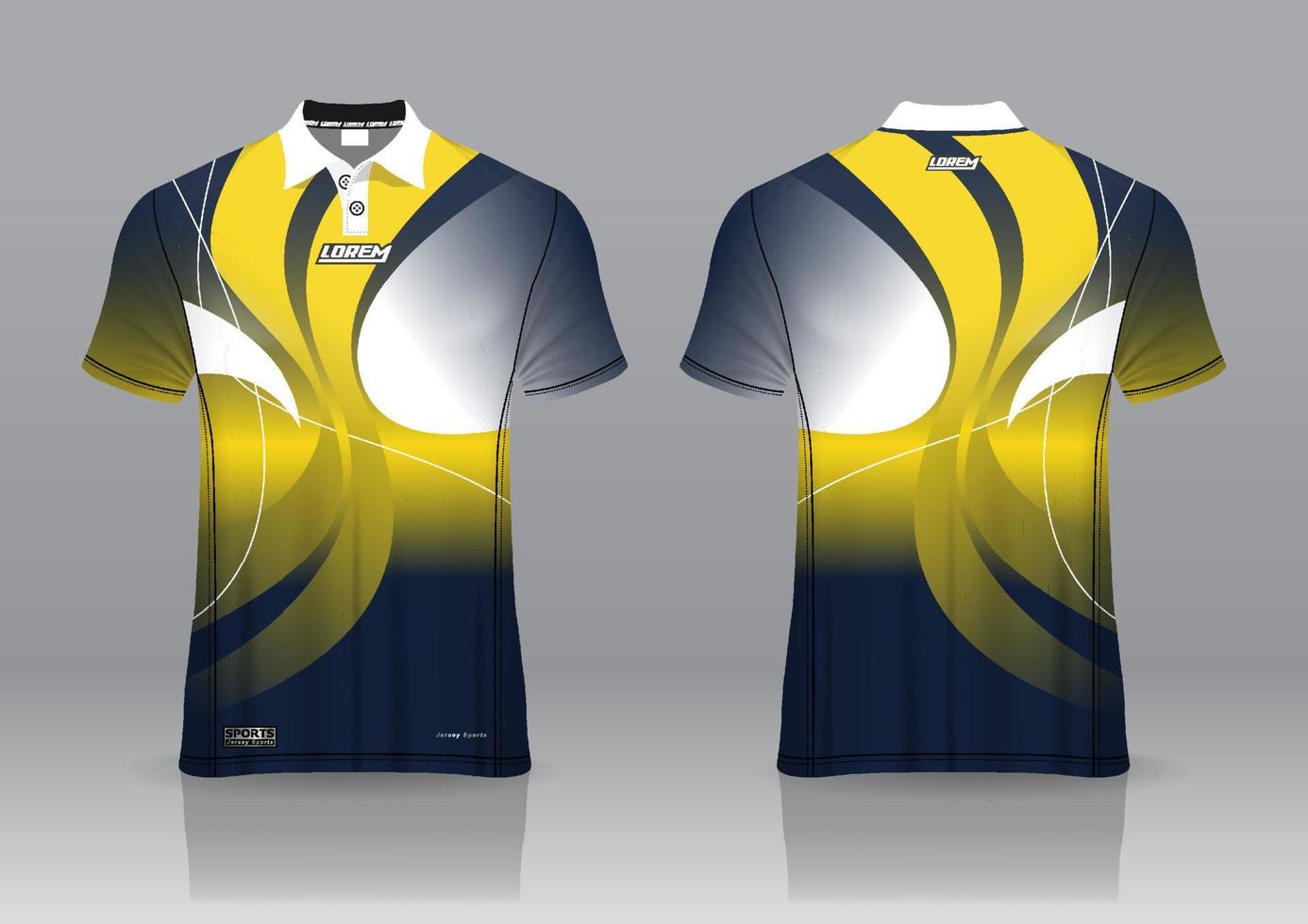 Diseño de uniforme de camisa de polo, se puede utilizar para bádminton, golf en la vista frontal, vista posterior. vector de maqueta de jersey, diseño premium muy simple y fácil de personalizar