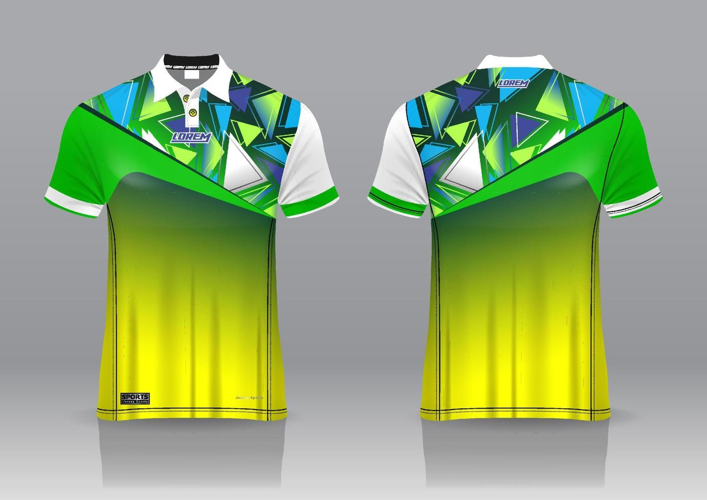 Diseño de uniforme de camisa de polo, se puede utilizar para bádminton, golf en la vista frontal, vista posterior. vector de maqueta de jersey, diseño premium muy simple y fácil de personalizar