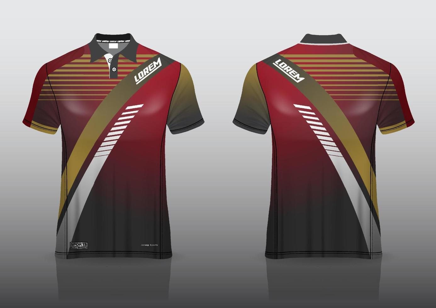 Diseño de uniforme de camisa de polo, se puede utilizar para bádminton, golf en la vista frontal, vista posterior. vector de maqueta de jersey, diseño premium muy simple y fácil de personalizar