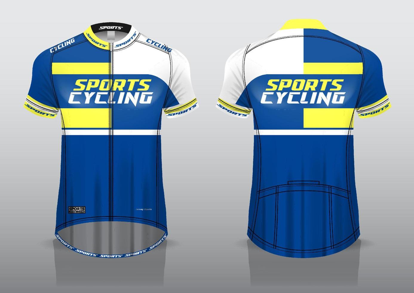 diseño de camiseta para ciclismo, vista de camiseta delantera y trasera, uniforme elegante y fácil de editar e imprimir, uniforme del equipo de ciclismo vector