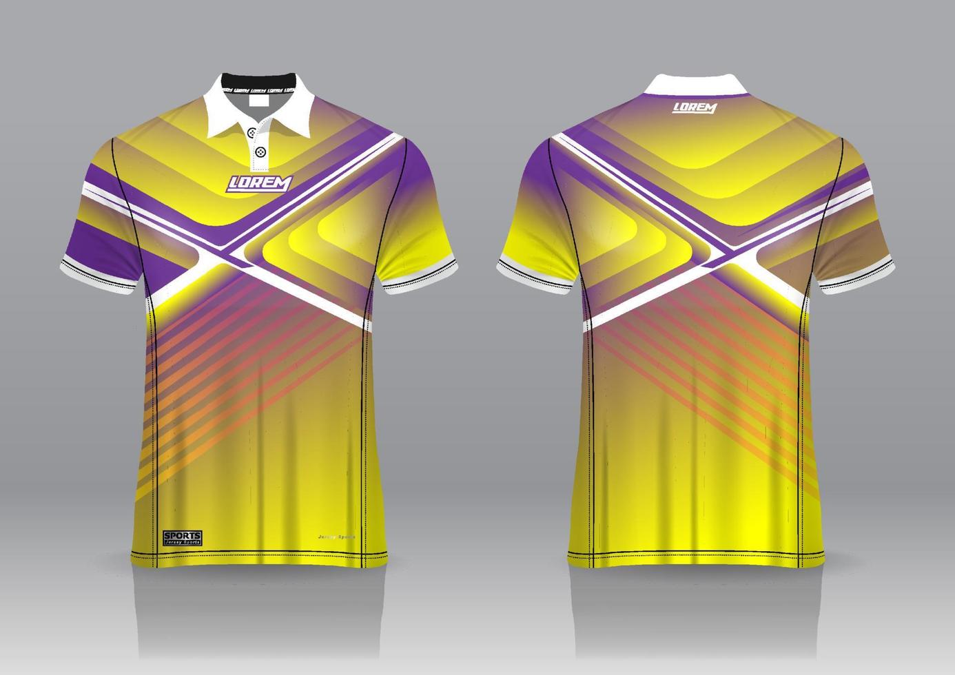 Diseño de uniforme de camisa de polo, se puede utilizar para bádminton, golf en la vista frontal, vista posterior. vector de maqueta de jersey, diseño premium muy simple y fácil de personalizar