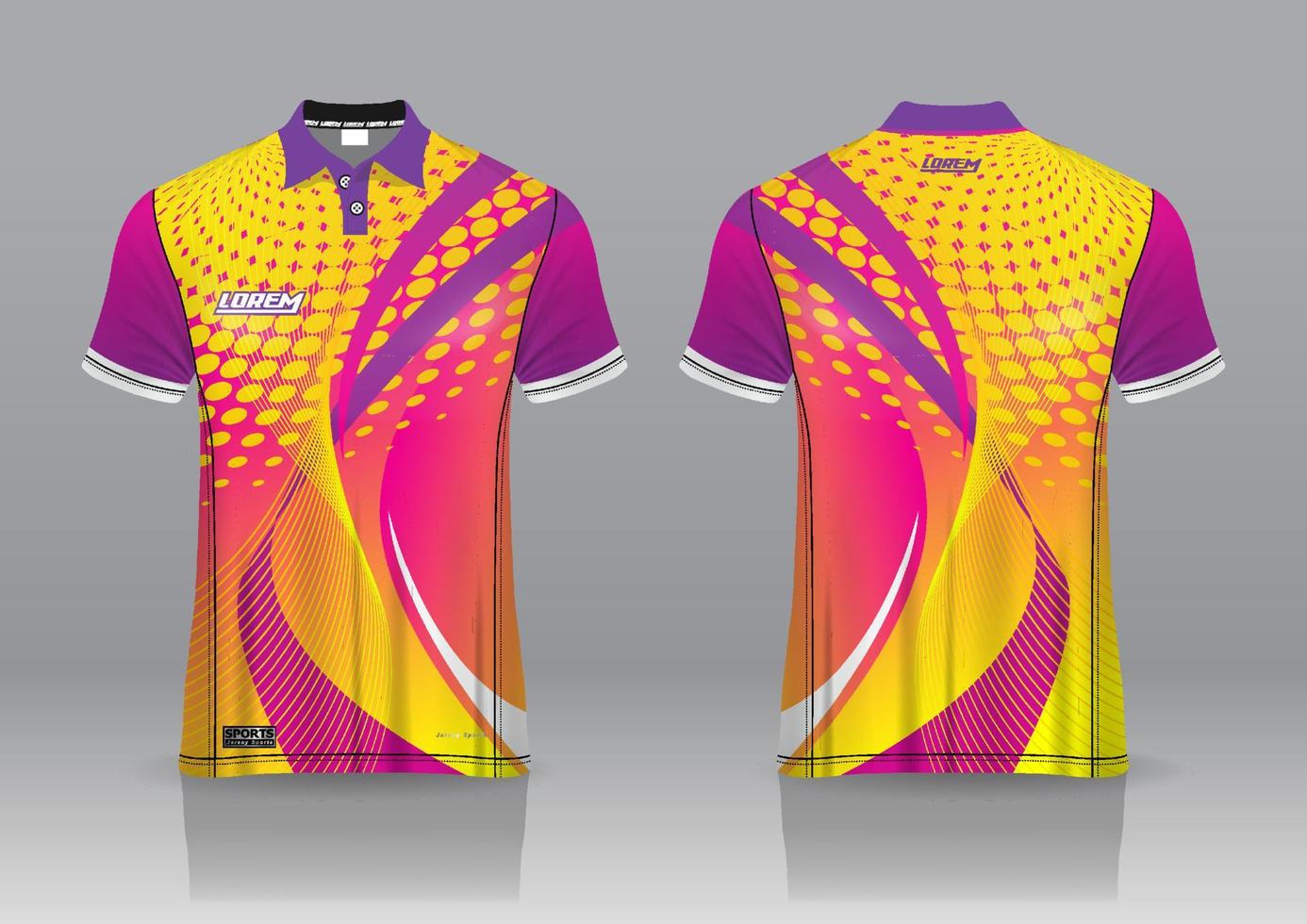 Diseño de uniforme de camisa de polo, se puede utilizar para bádminton, golf en la vista frontal, vista posterior. vector de maqueta de jersey, diseño premium muy simple y fácil de personalizar