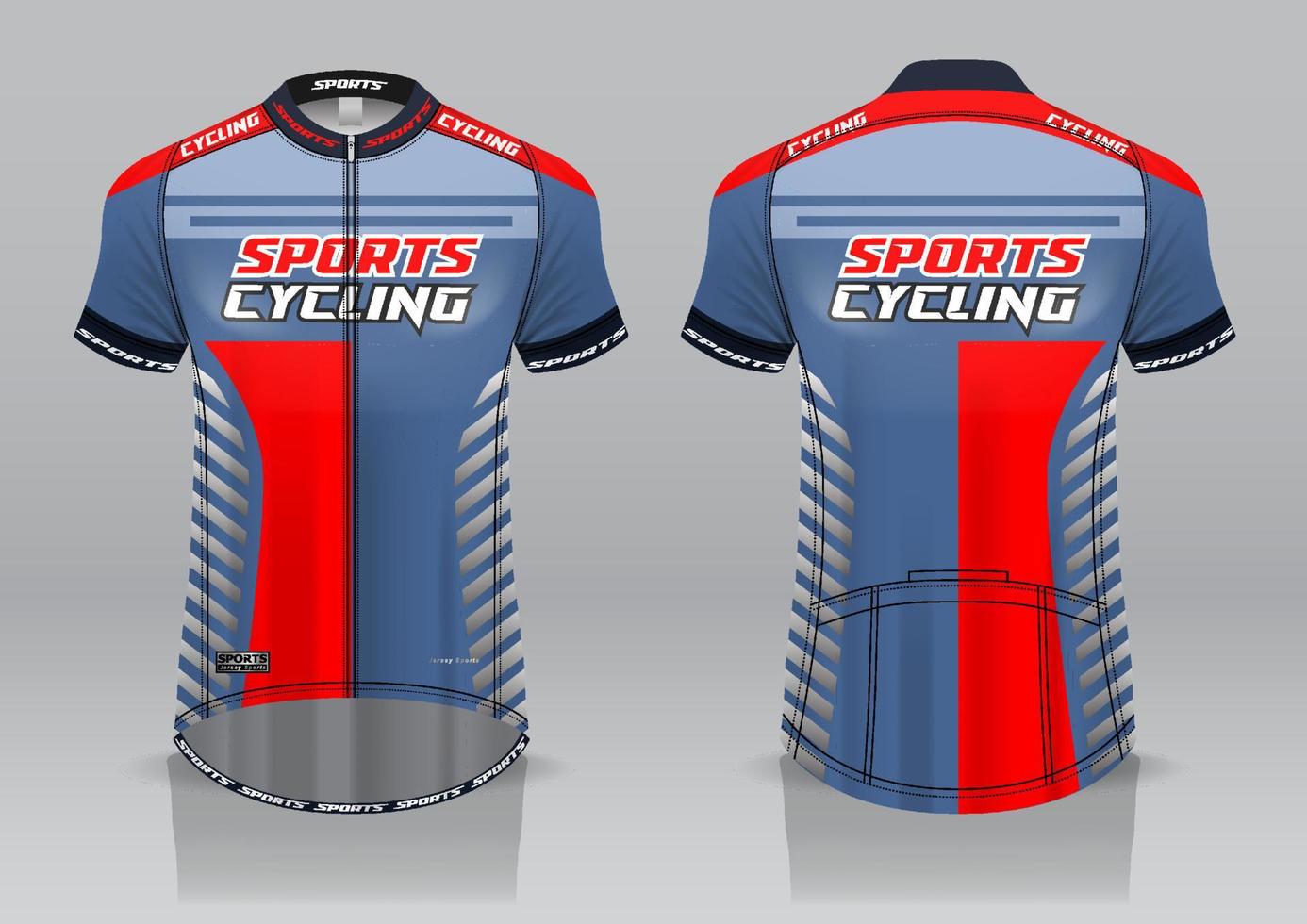 diseño de camiseta para ciclismo, vista frontal y posterior, uniforme elegante y fácil de editar e imprimir, uniforme del equipo de ciclismo vector