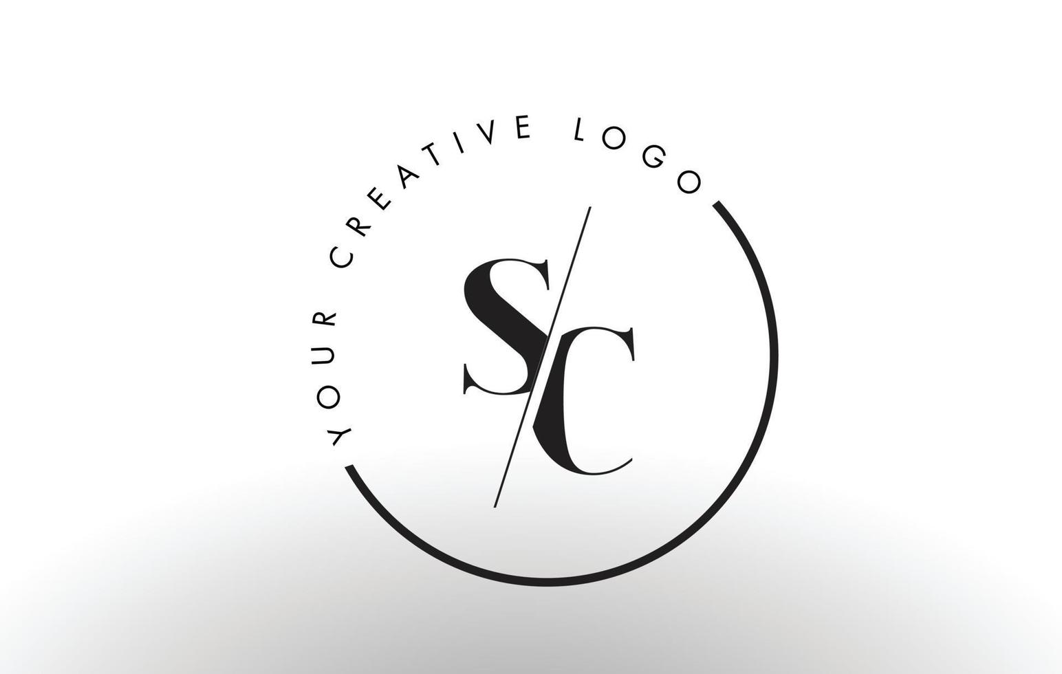 Diseño de logotipo de letra SC serif con corte intersectado creativo. vector