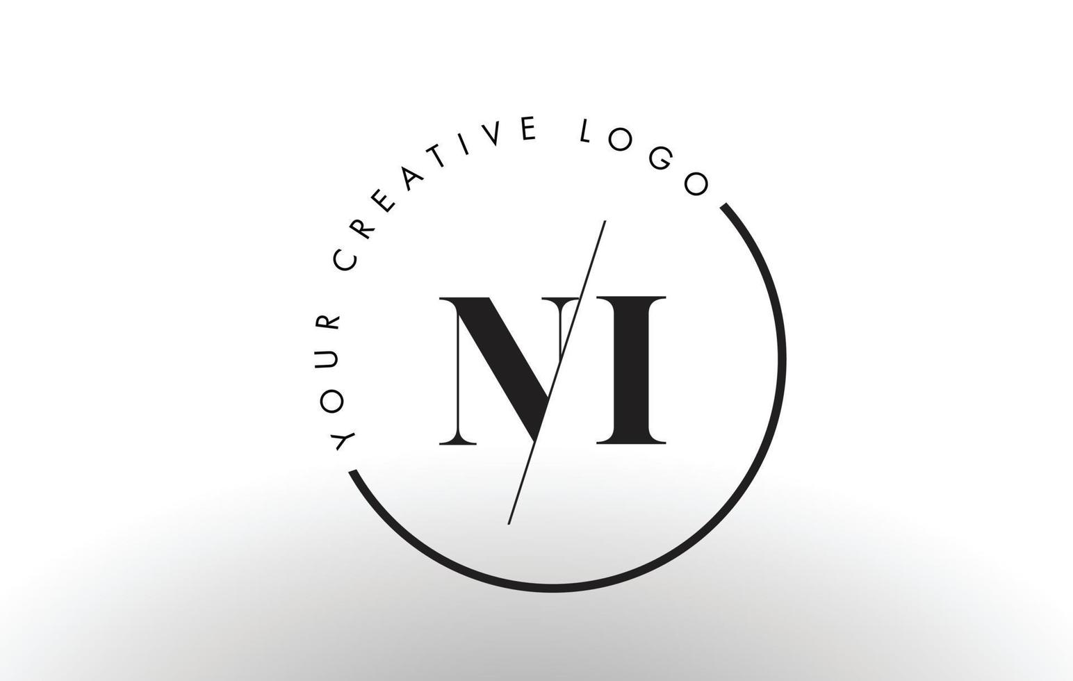 NI Serif Letter Logo Design with Creative Intersected Cut. vector