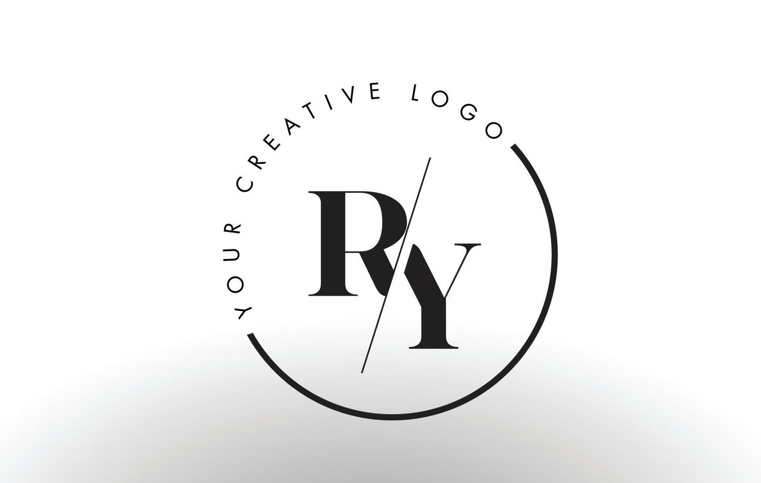 Diseño de logotipo de letra ry serif con corte cruzado creativo. vector
