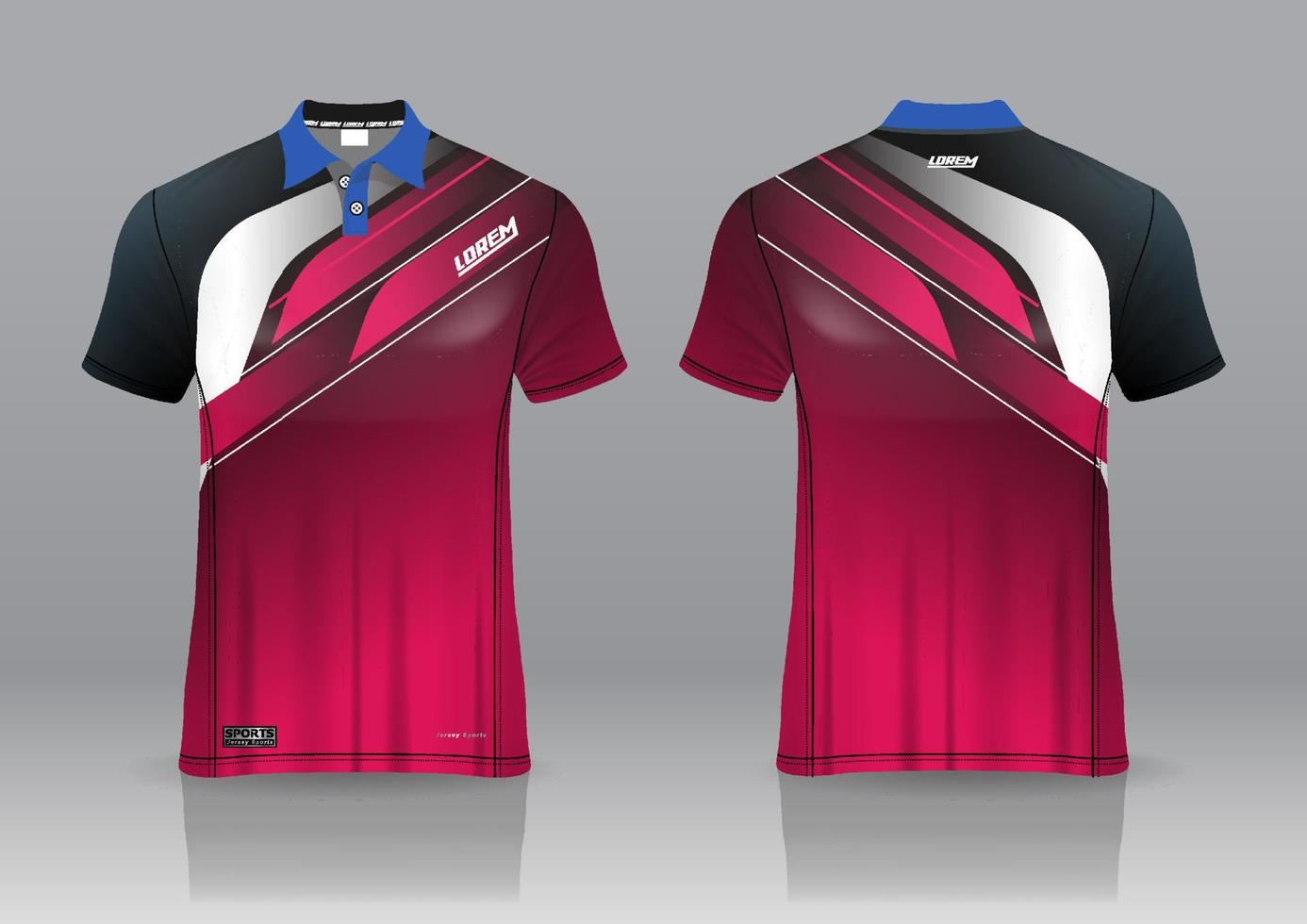 Diseño de uniforme de camisa de polo, se puede utilizar para bádminton, golf en la vista frontal, vista posterior. vector de maqueta de jersey, diseño premium muy simple y fácil de personalizar