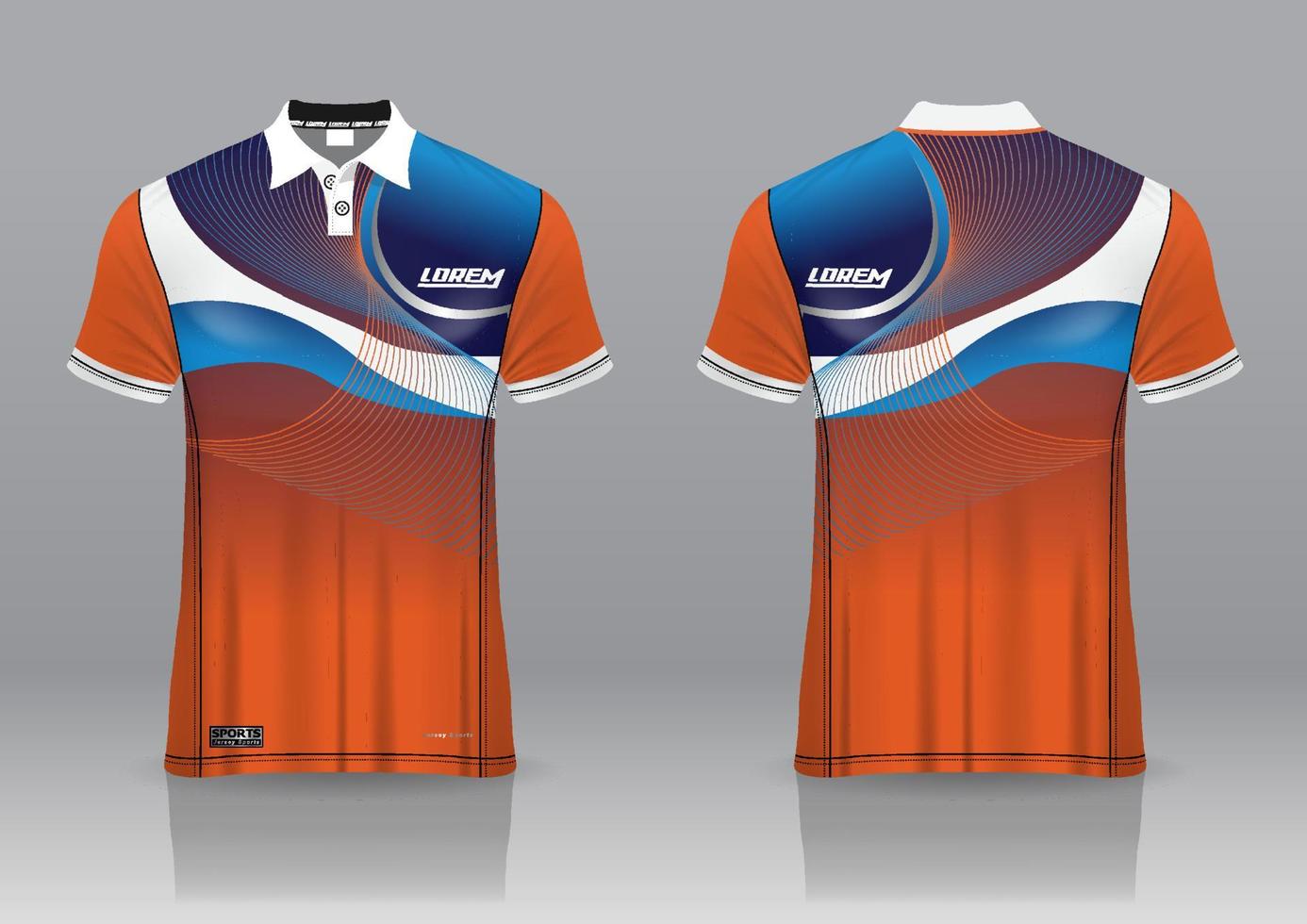 Diseño de uniforme de camisa de polo, se puede utilizar para bádminton, golf en la vista frontal, vista posterior. vector de maqueta de jersey, diseño premium muy simple y fácil de personalizar