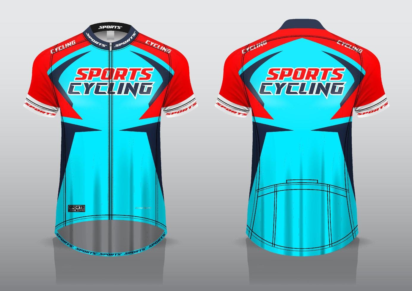 jersey design for cycling, front and back shirt view, fancy uniform and easy to edit and print, cycling team uniform vector