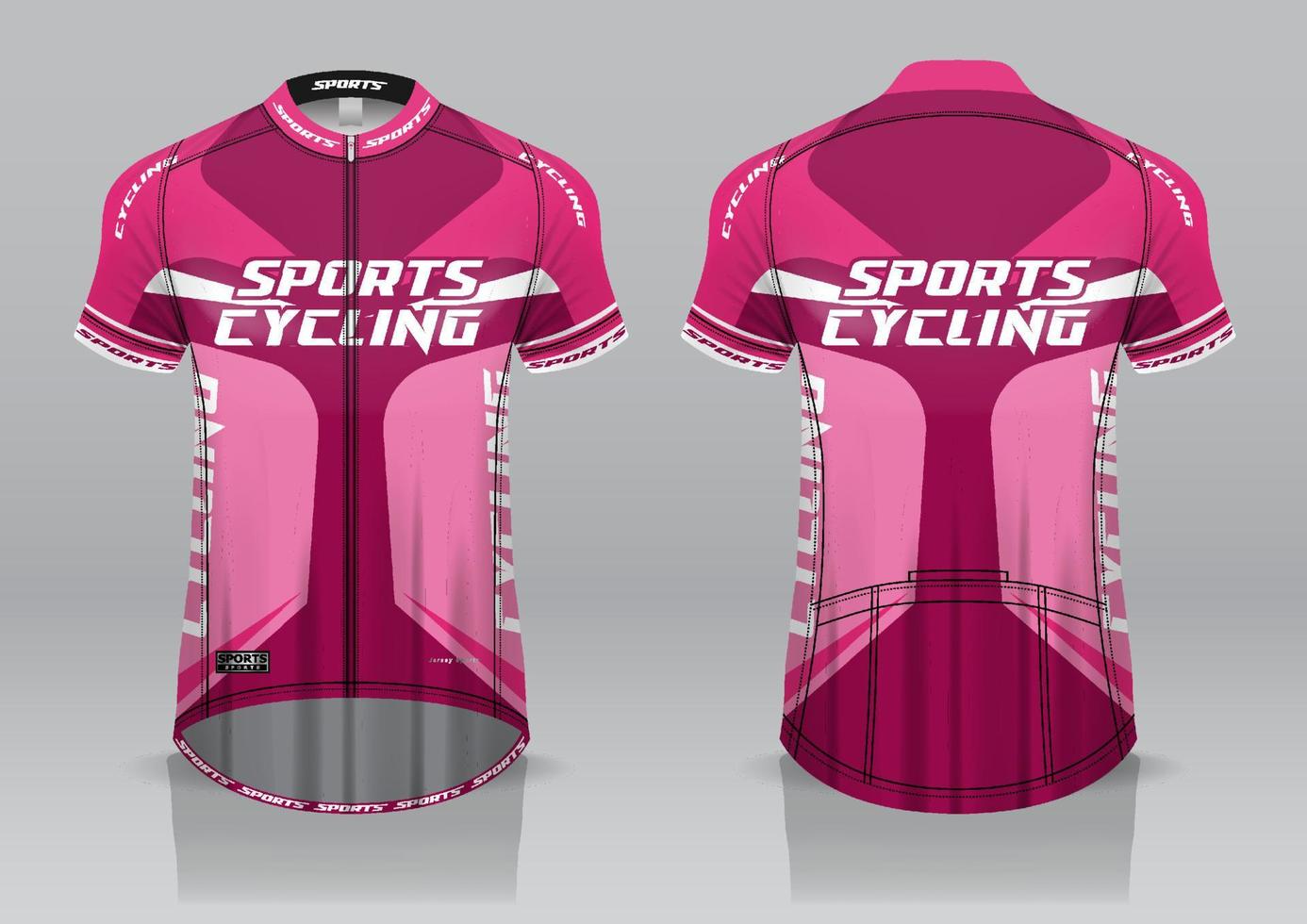 diseño de camiseta para ciclismo, vista frontal y posterior, uniforme elegante y fácil de editar e imprimir, uniforme del equipo de ciclismo vector