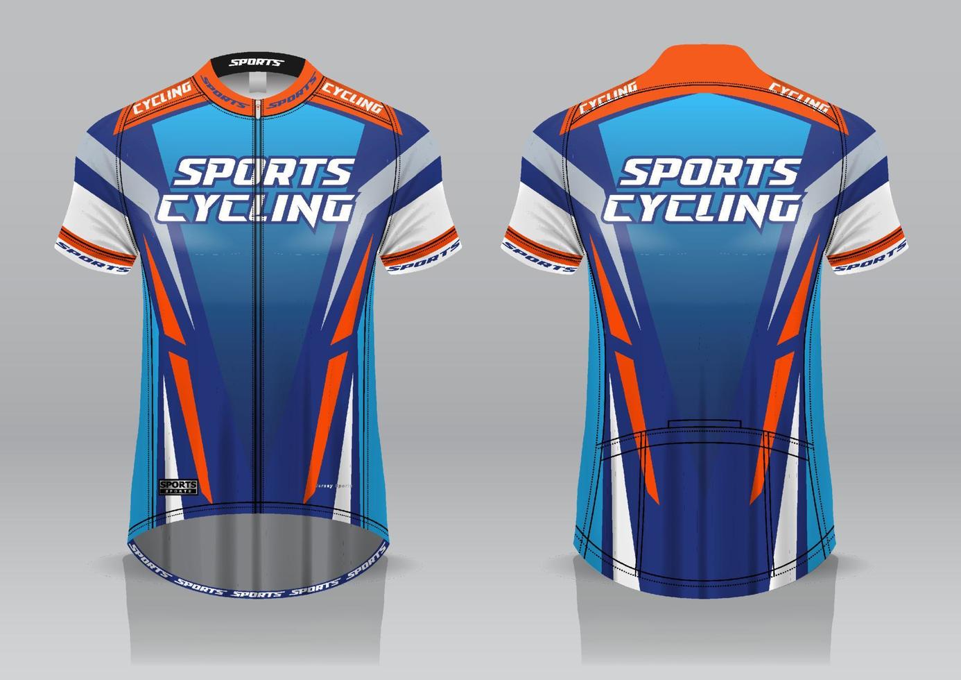 diseño de camiseta para ciclismo, vista frontal y posterior, uniforme elegante y fácil de editar e imprimir, uniforme del equipo de ciclismo vector