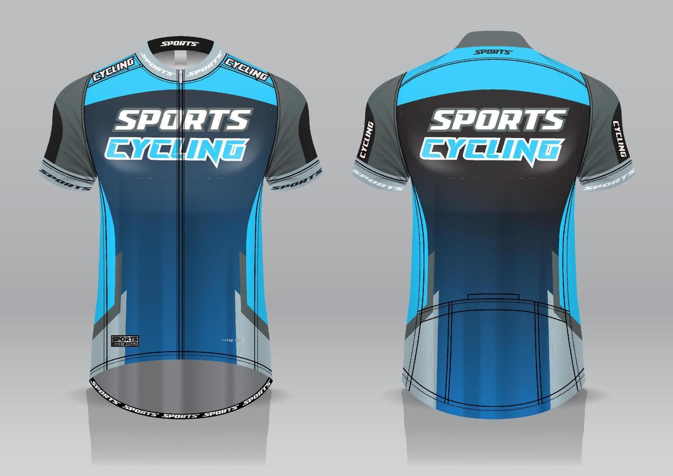 diseño de camiseta para ciclismo, vista frontal y posterior, uniforme elegante y fácil de editar e imprimir, uniforme del equipo de ciclismo vector